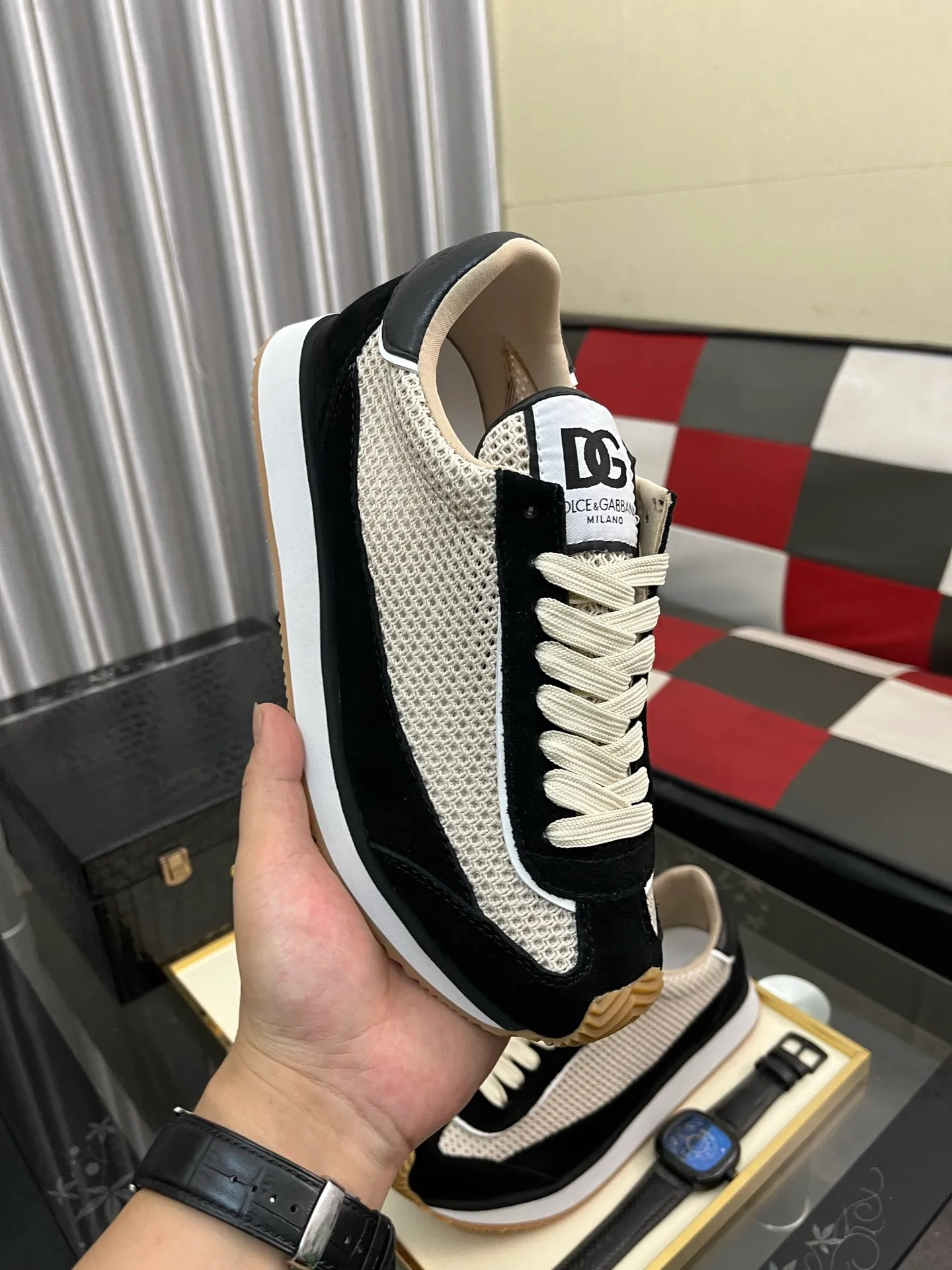Men's Men's Shoes💰458⌚️⌚️••Dolce&Gabbana••DG✔️High-end men's sports and casual shoes. Original goods from top counters. Original imported cowhide, multi-material splicing design ➕Imported cowhide lining, cowhide feet ➕Original TPR elastic outsole. Size: 36-46